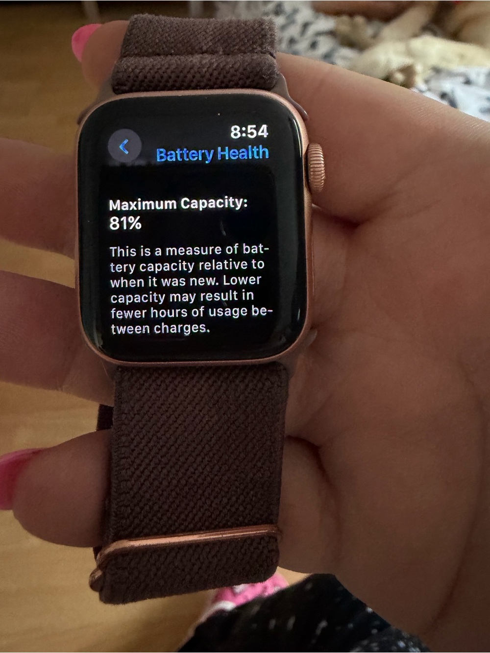 Apple Watch Series SE - Rose Gold Case with Brown/Gray Woven Band